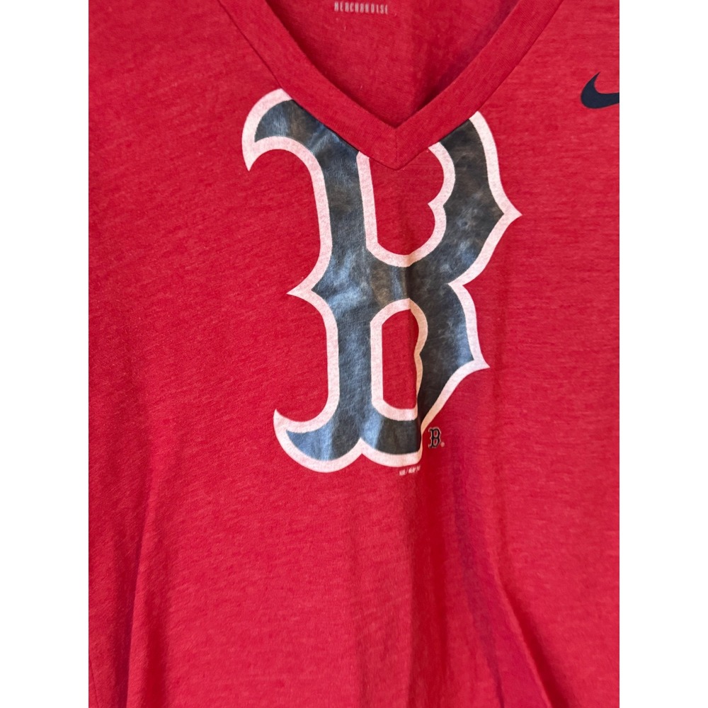 Nike Boston Red Sox MLB V-Neck Raglan T-Shirt Red Navy Blue Medium - Picture 4 of 4